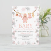 Winter Pink Girl It’s Cold Outside Baby Shower Kaart (Staand voorkant)