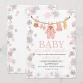 Winter Pink Girl It’s Cold Outside Baby Shower Kaart (Voorkant / Achterkant)