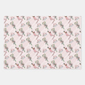 Winter Pink Girly Fun Holly Boots Kerstmis Inpakpapier Vel (Voorkant 3)