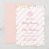 Winter Pink Gold Baby shower Uitnodiging (Voorkant / Achterkant)