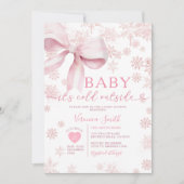 Winter Pink Little Snowflake Baby Shower Party Kaart (Voorkant)
