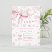 Winter Pink Little Snowflake Baby Shower Party Kaart (Staand voorkant)