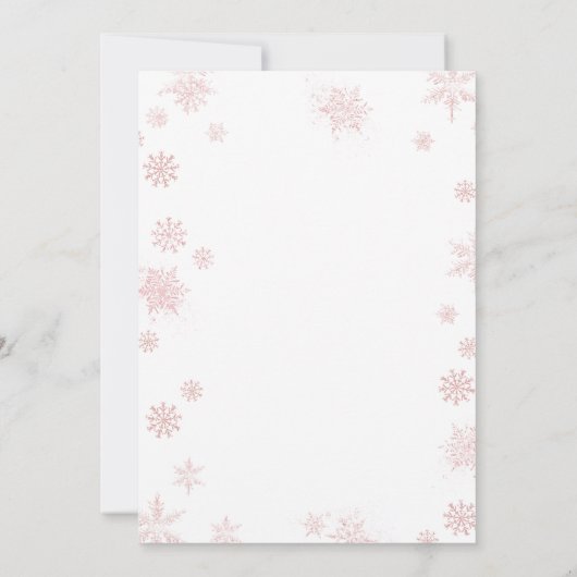Winter Pink Little Snowflake Baby Shower Party Kaart (Achterkant)