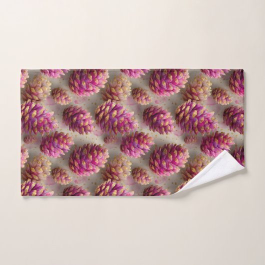 Winter Pink Pine Cones with Golden Accents Bad Handdoek (Handdoek)