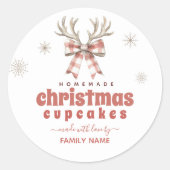 Winter Pink Plaid bow Holiday Baking Label (Voorkant)