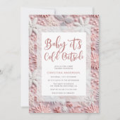 Winter Pink Silver Snowflake Baby shower Kaart (Voorkant)