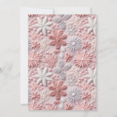 Winter Pink Silver Snowflake Baby shower Kaart (Achterkant)