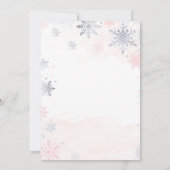 Winter Pink Silver Snowflake Baby shower Kaart (Achterkant)