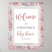Winter Pink Silver Snowflakes Baby Shower Welcome  Poster (Voorkant)