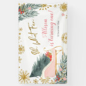 Winter Pink Sleigh Girl Birthday Spandoek (Verticaal)