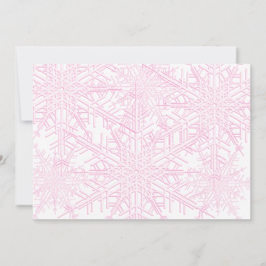 Winter Pink Snowflake Baby shower Uitnodiging (Achterkant)