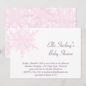 Winter Pink Snowflake Baby shower Uitnodiging (Voorkant / Achterkant)