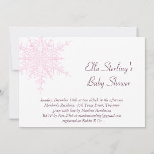 Winter Pink Snowflake Baby shower Uitnodiging