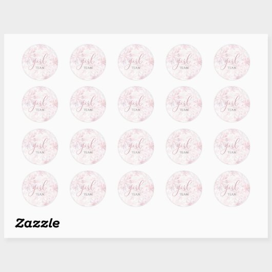 Winter Pink Snowflake Gender Reveal Team Girl Ronde Sticker (Vel)