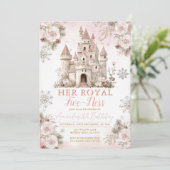 Winter Pink Snowflake Her royal fiveness Birthday Kaart (Staand voorkant)