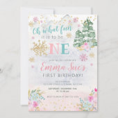 Winter Pink Snowflake Oh Wat leuk eerste verjaarda Kaart (Voorkant)