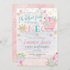 Winter Pink Snowflake Oh Wat leuk om de eerste ver Kaart