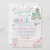 Winter Pink Snowflake Oh Wat leuk om de eerste ver Kaart (Voorkant)