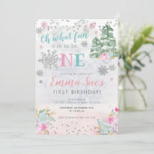 Winter Pink Snowflake Oh Wat leuk om de eerste ver Kaart (Staand voorkant)