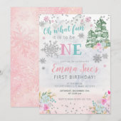 Winter Pink Snowflake Oh Wat leuk om de eerste ver Kaart (Voorkant / Achterkant)