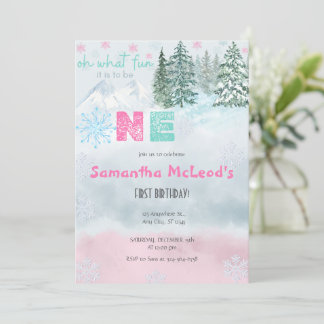 Winter Pink Snowflake Oh Wat leuk om de eerste ver Kaart