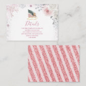 Winter Pink Snowflake Sleigh Baby Shower Details Informatiekaartje (Voorkant / Achterkant)