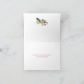 Winter Pink Snowflake Sleigh Baby Shower Folded Bedankkaart (Binnen)