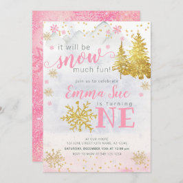 Winter Pink Snowflake Sneeuwvlok Veel plezier met  Kaart