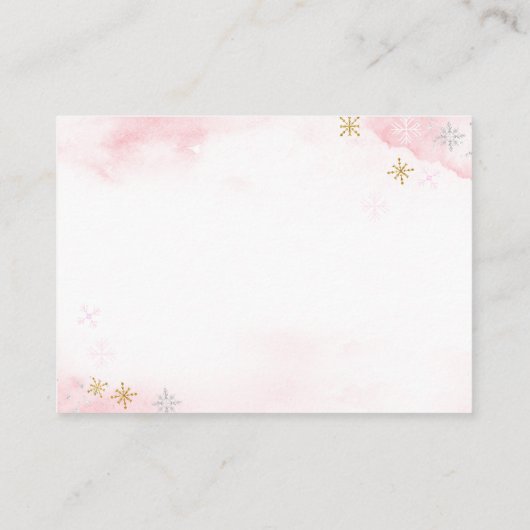 Winter Pink Woodland Animals Girl Diaper Raffle Informatiekaartje (Achterkant)