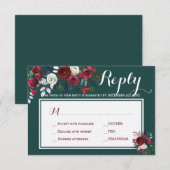 Winter pioenen bruiloft antwoord maaltijd keuze RS (Voorkant / Achterkant)