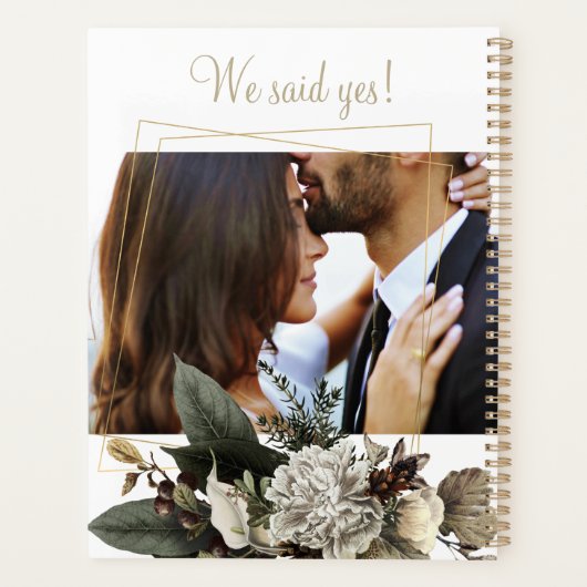 Winter pioenen elegant goud FOTO bruiloft Planner (Achterkant)