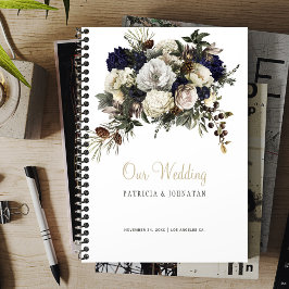 Winter pioenen elegant gouden script bruiloft planner