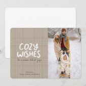 Winter Plaid Cozy Wishes Kerstkaart Kaart (Voorkant / Achterkant)
