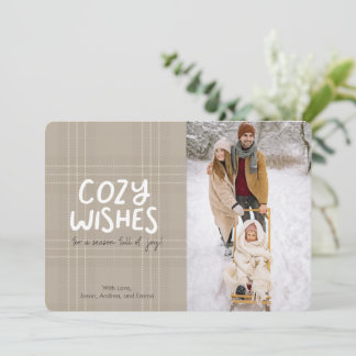 Winter Plaid Cozy Wishes Kerstkaart Kaart