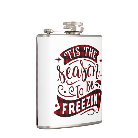 Winter Plaid Dit is het seizoen om Freezin Funny t Heupfles (Rechts)