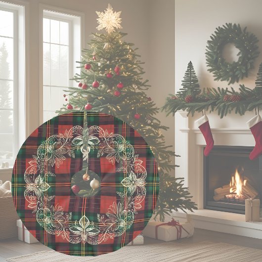Winter Plaid en Kant Krans Kerstboom Rok