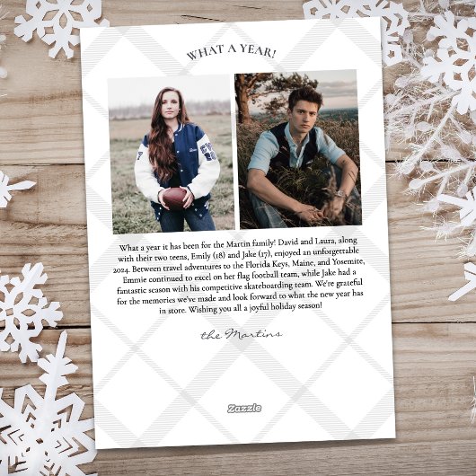 Winter Plaid Family Multi Foto Collage Herinnering Feestdagenkaart
