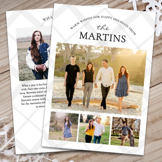 Winter Plaid Family Multi Foto Collage Herinnering Feestdagenkaart
