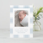 Winter Plaid Foto Baby Geboorteaankondiging Kaart (Staand voorkant)