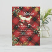 Winter Plaid Mistletoe & Margaritas Vrijgezellenfe Kaart (Staand voorkant)