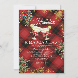 Winter Plaid Mistletoe & Margaritas Vrijgezellenfe Kaart