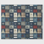 Winter Plaid Retro Kerstmis Sneeuwvlok Cadeaupapier (Vlak)
