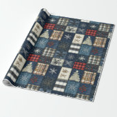 Winter Plaid Retro Kerstmis Sneeuwvlok Cadeaupapier (Uitgerold)