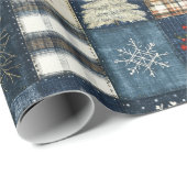 Winter Plaid Retro Kerstmis Sneeuwvlok Cadeaupapier (Rol Hoek)