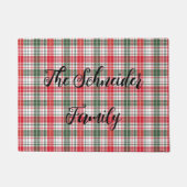 Winter Plaid Tartan Kerstvakantie Rood, Groen Deurmat (Voorkant)