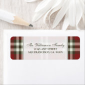 Winter Plaid Vakantie Adresetiketten (rood) Etiket (Insitu)
