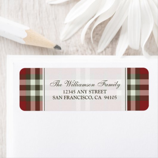 Winter Plaid Vakantie Adresetiketten (rood) Etiket (Insitu)
