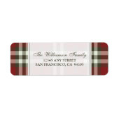 Winter Plaid Vakantie Adresetiketten (rood) Etiket (Voorkant)