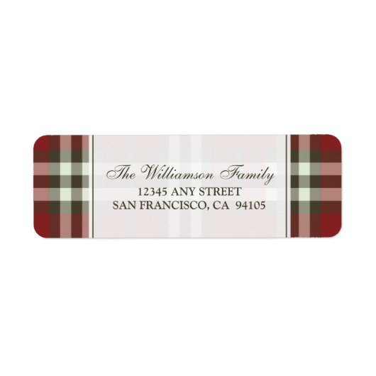 Winter Plaid Vakantie Adresetiketten (rood) Etiket (Voorkant)