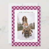 Winter Plum Wine Gingham Plaid Foto Kerstmis Feestdagenkaart (Voorkant)